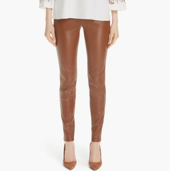 Lafayette 148 New York Pants - Lafayette 148 New York Mercer Nappa  Leather Pants Brown